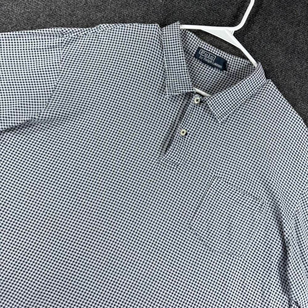Polo Ralph Lauren Polo Shirt Mens XL Extra Large Blue Gingham Check Short Sleeve